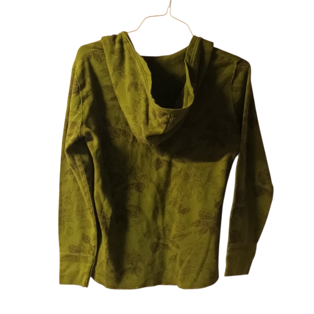 North River Outfitters Leaf Print Hoodie Sz L Green Hooded Top - Picture 6 of 8